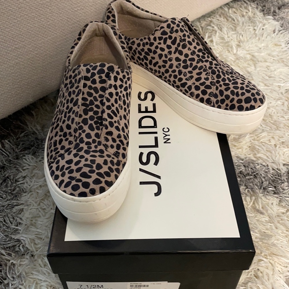J Slide Leopard Suede Heidi Size 7.5